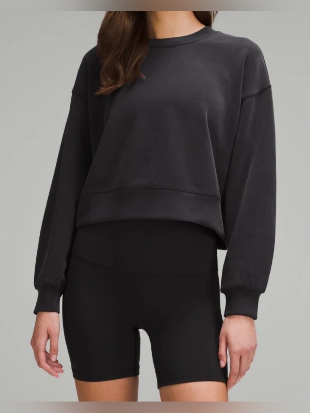Lululemon Softstreme Perfectly Oversized Cropped Crew Navy Blue Size 8